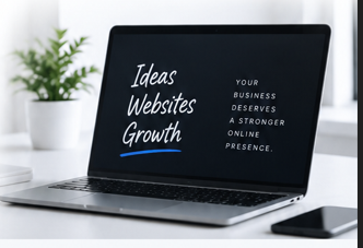 Laptop displaying Sennet Digital Solutions website growth message